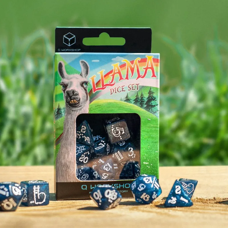 Shimmering Llama Dice Dark blue/white