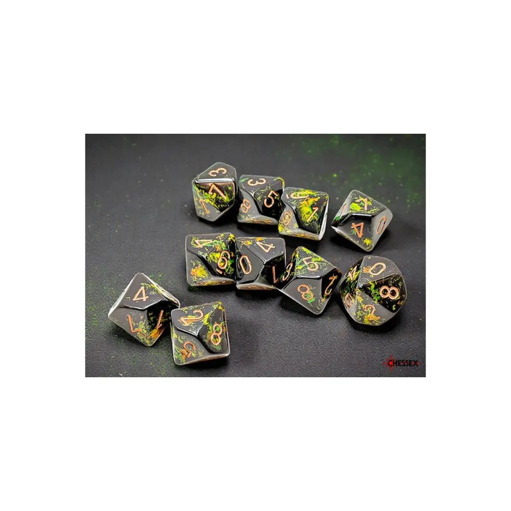 Brush Deep Forest/gold Set of Ten d10s